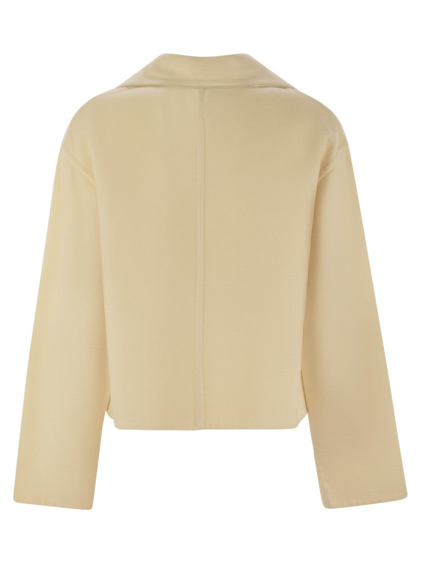 Fabiana Filippi Cropped Wide Jacket In Refined Double Wool Fabric