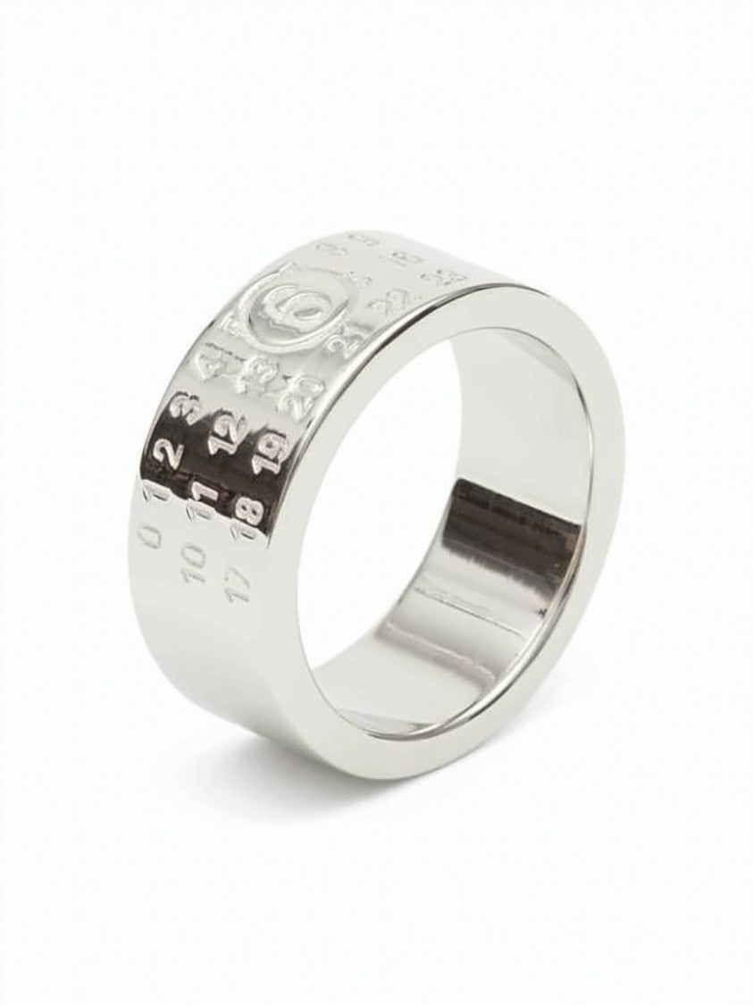 Mm6 By Maison Margiela Polished Brass Ring With Engraved Number Detail