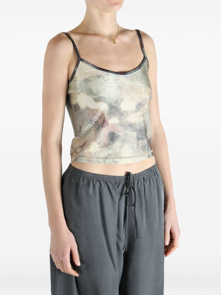 Diesel Fitted Crop Top With Abstract Camouflage Pattern
