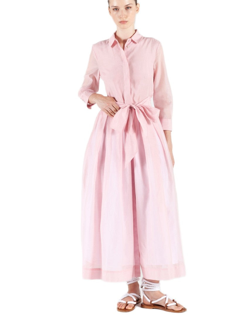 Sara Roka Midi Shirt Dress With Flared Skirt And Fabric Belt