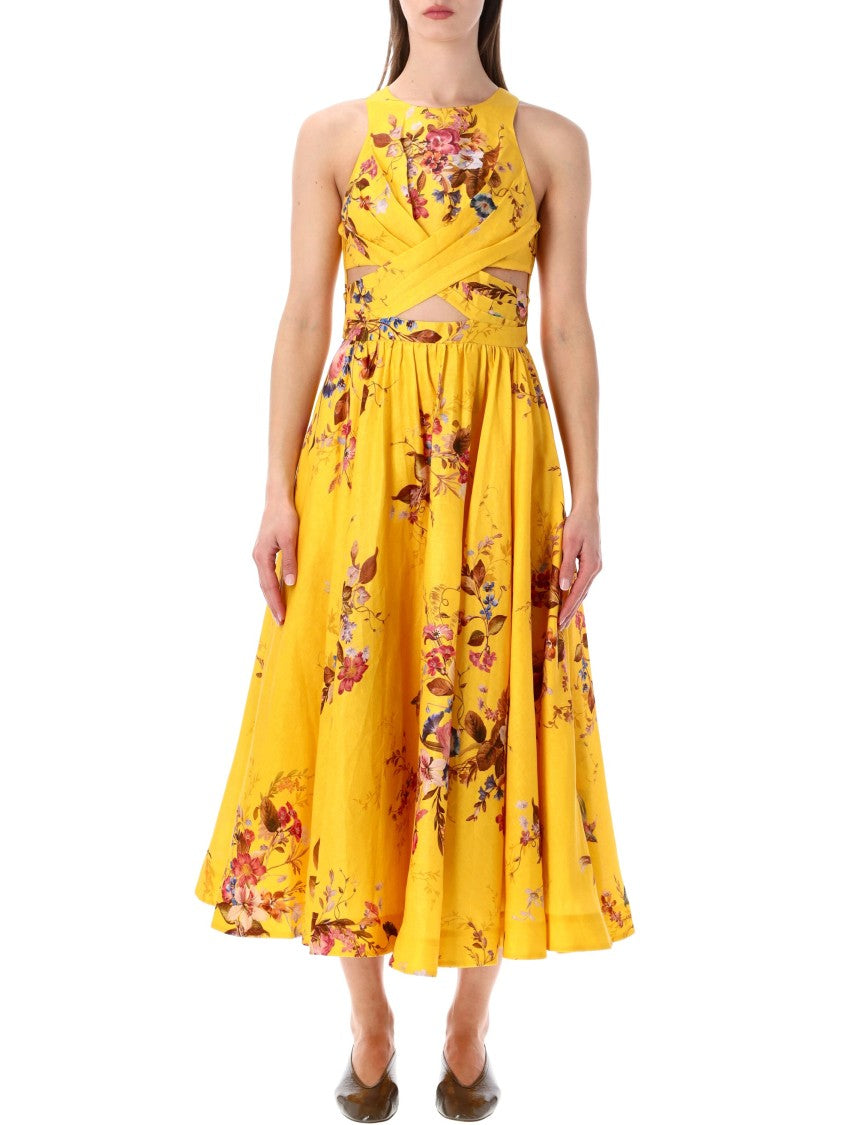 Zimmermann Patience Mustard Floral Midi Dress