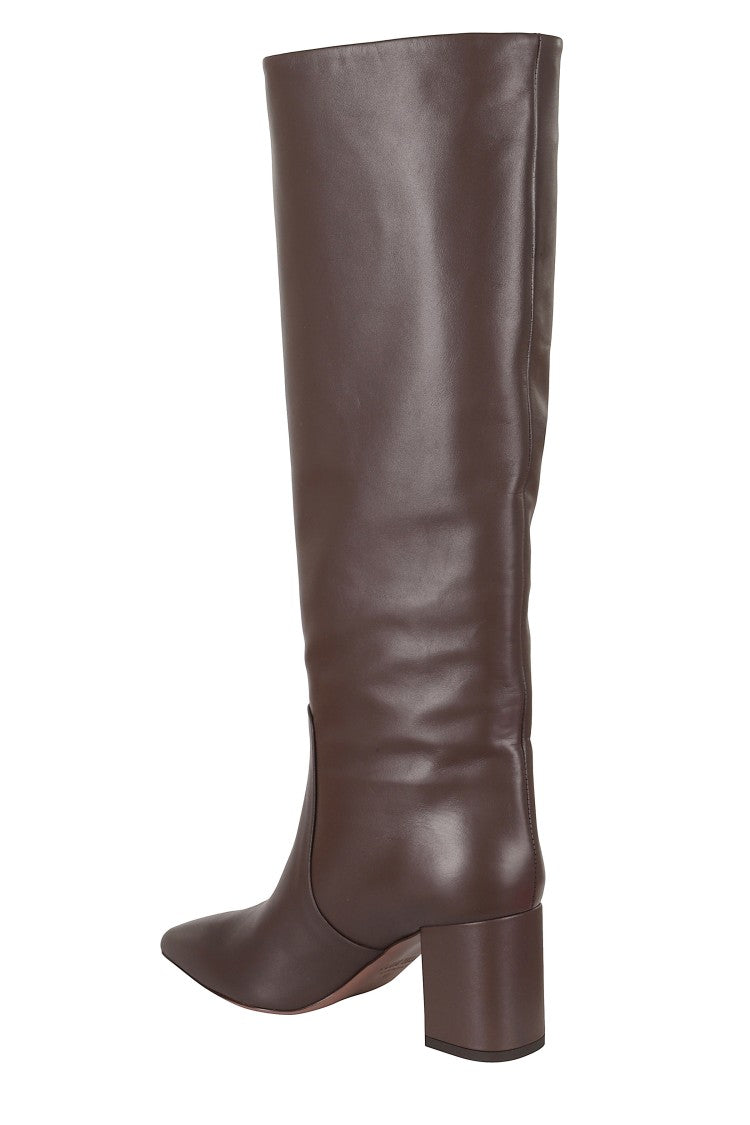 Paris Texas Ebony Anja 70 Square Heel Leather Boots