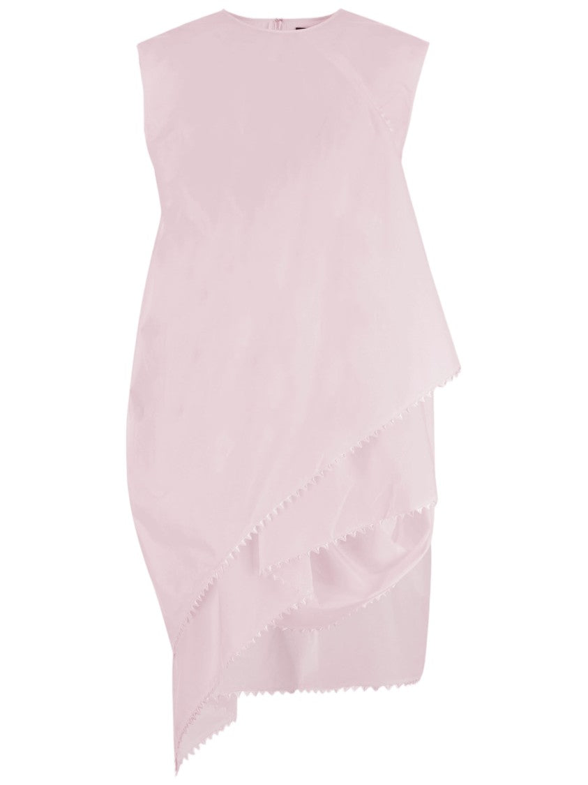 Jacquemus Asymmetrical Layered Cotton Dress With Mandarin Collar