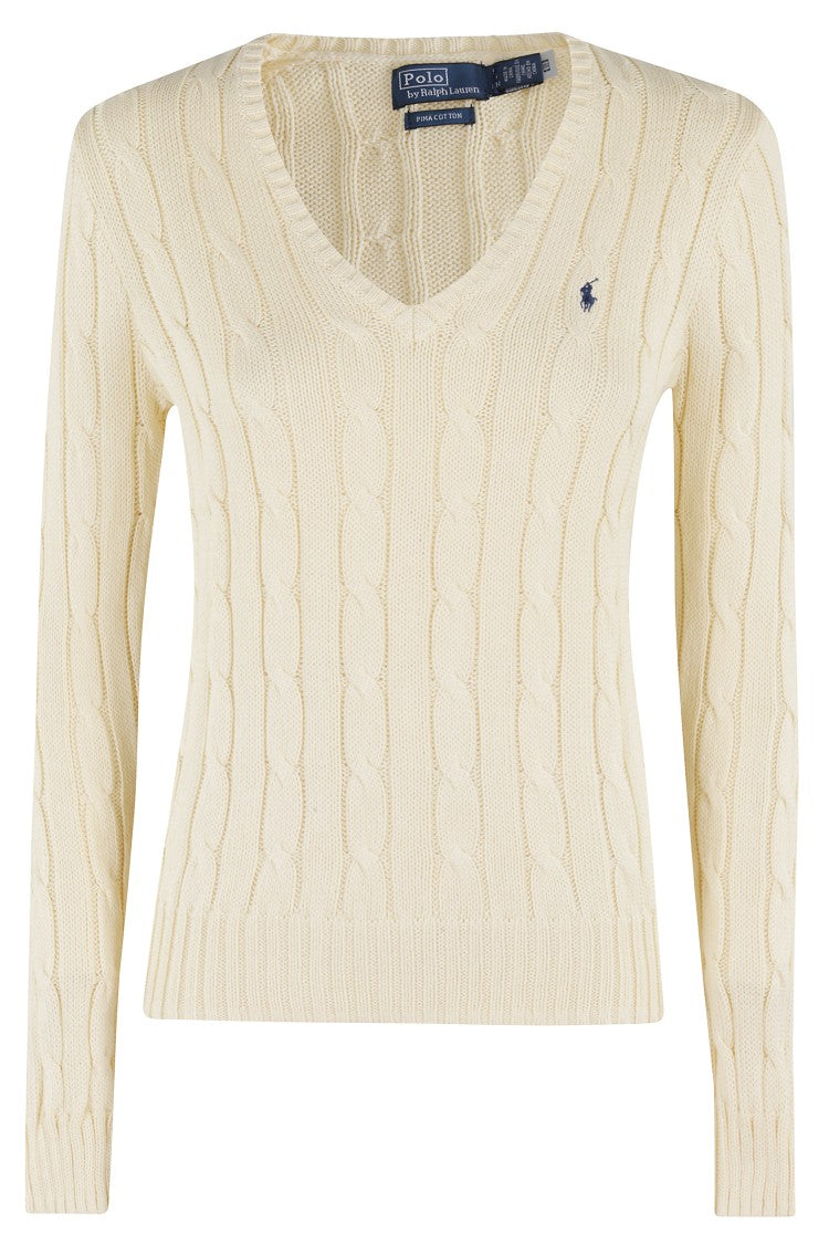 Polo Ralph Lauren V-Neck Cable Knit Pullover With Ribbed Detailing