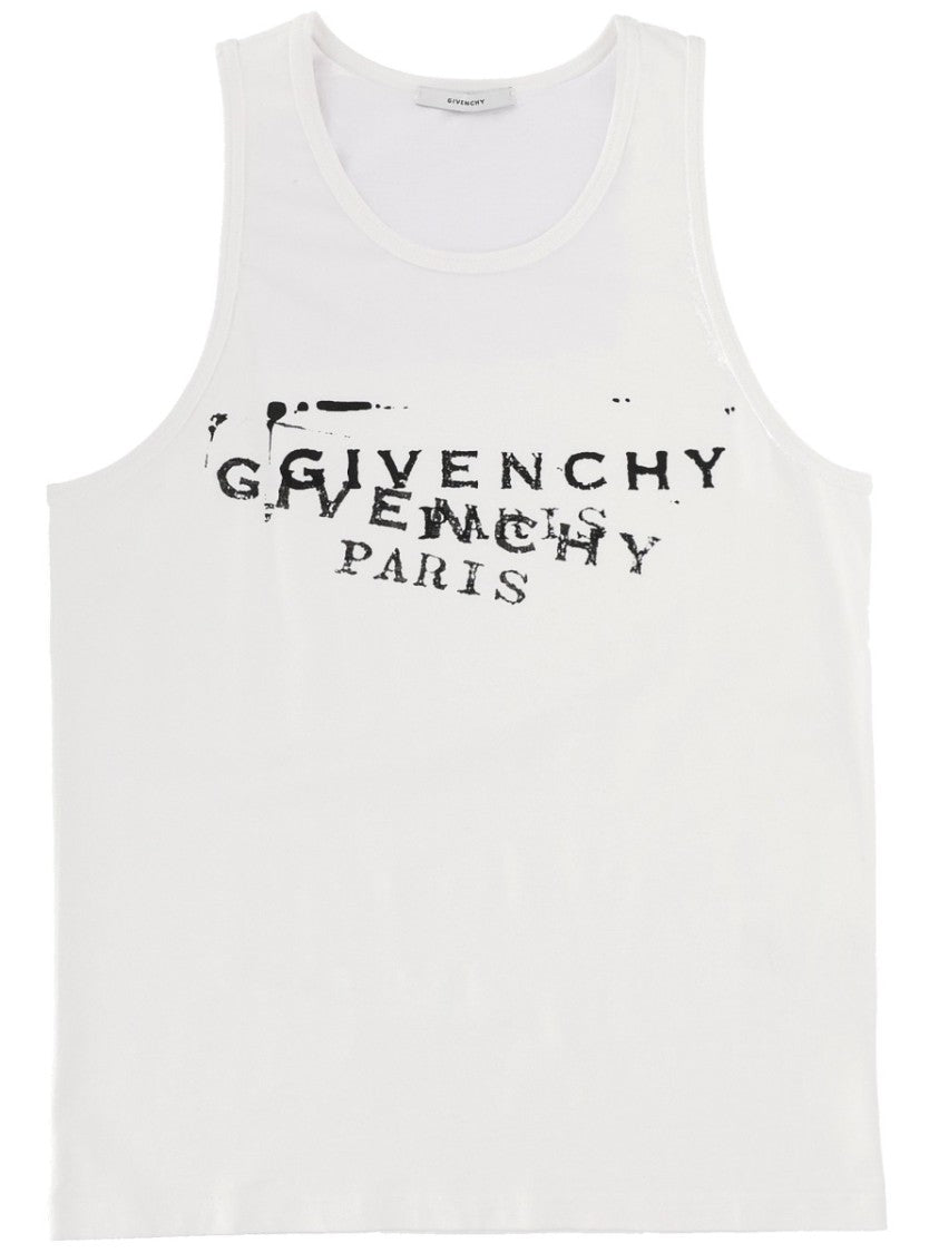 Givenchy Black Logo Printed Cotton Tank Top