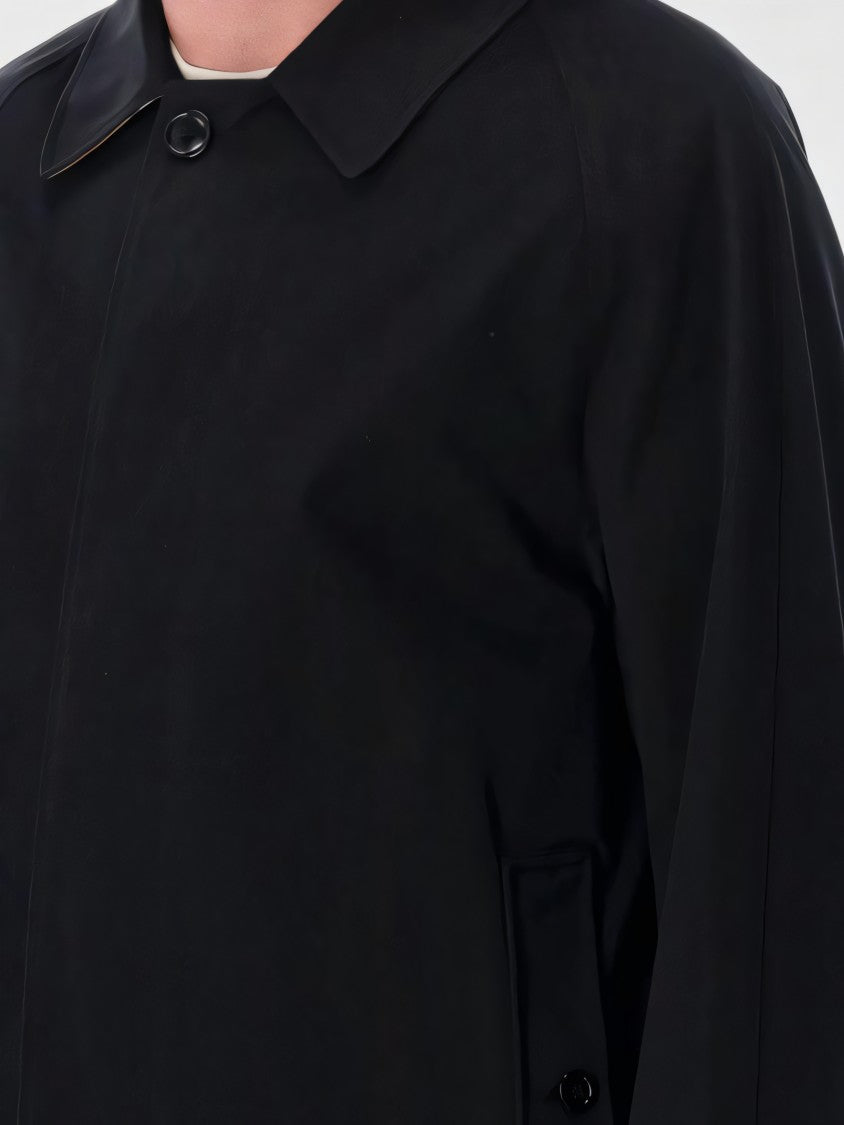 Burberry Black Cotton Coat With Classic Collar