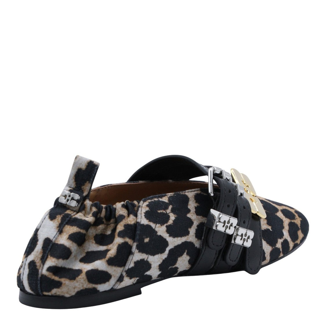 Ganni Pointed Toe Leopard Print Flats