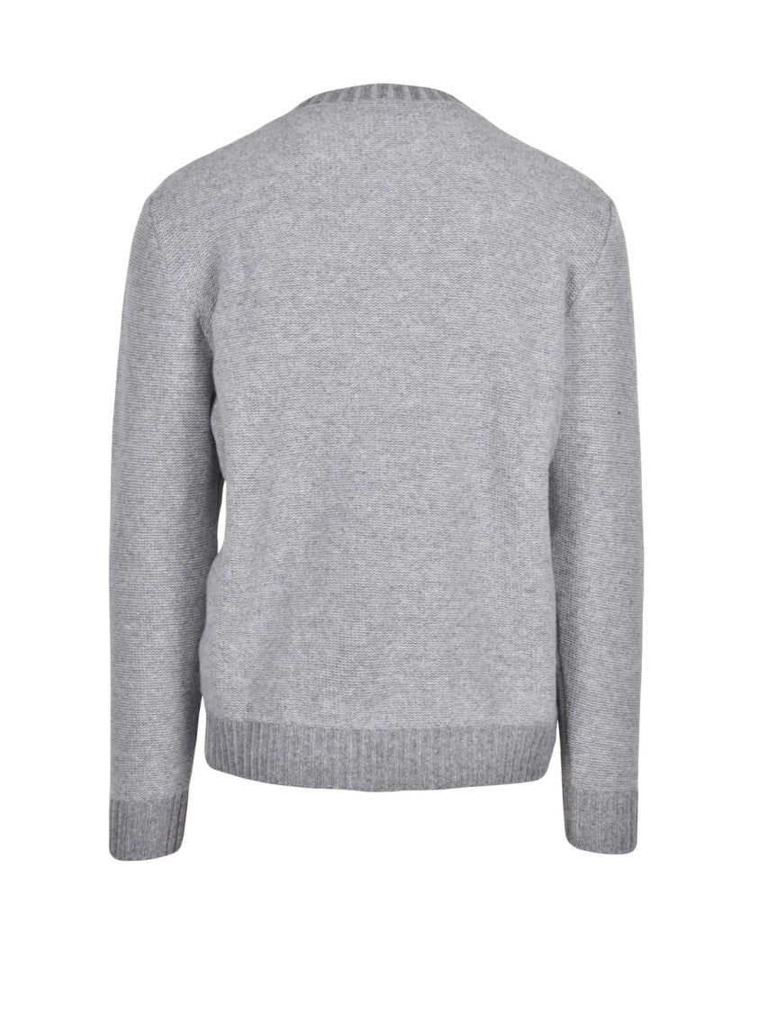 Cashmere Company P. Textured Cable Knit Crew Neck Sweater In Light Grey