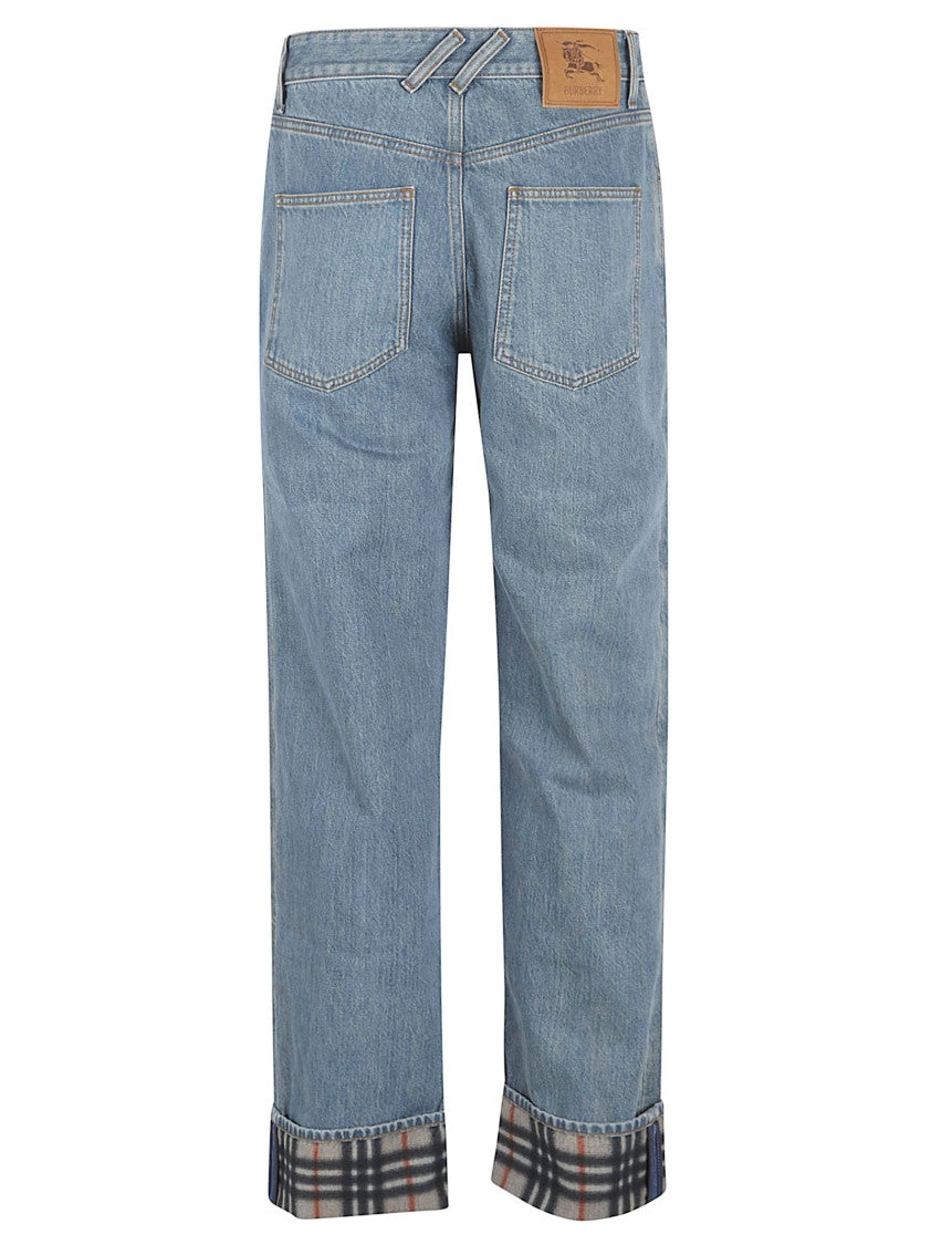 Burberry Classic Straight-Leg Denim Jeans With Check Lining