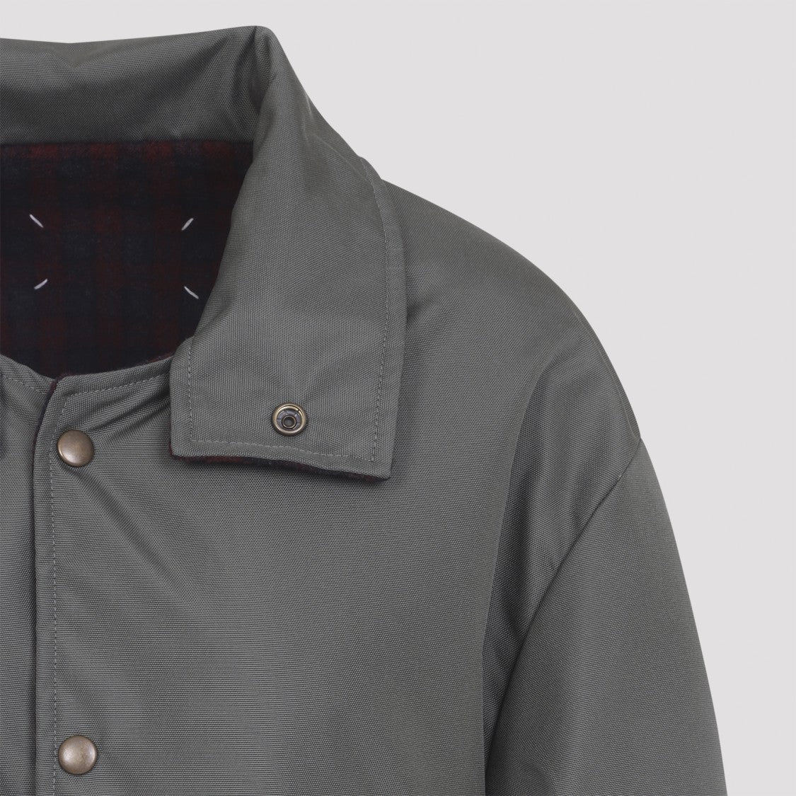 Maison Margiela Grey And Burgundy Polyamide And Wool Jacket