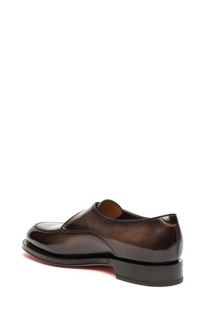 Santoni Single Buckle Leather Shoes Goodyear Construction