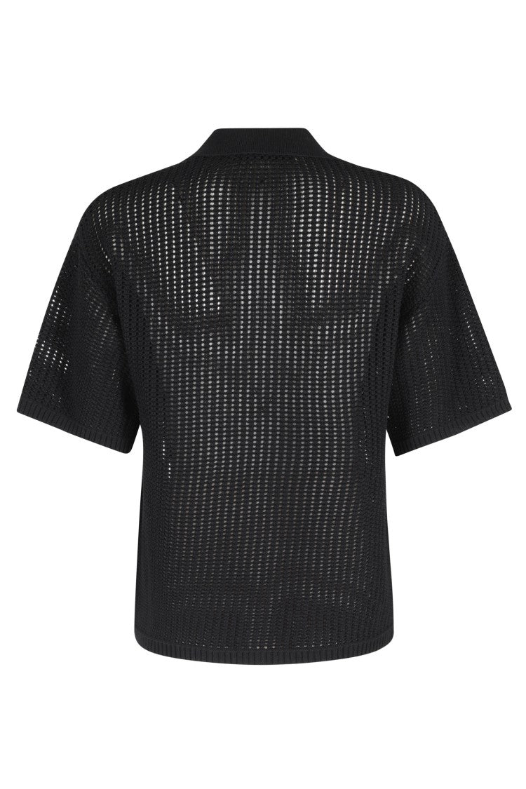 Seventy Black Quilted Short-Sleeve Cotton Polo Shirt