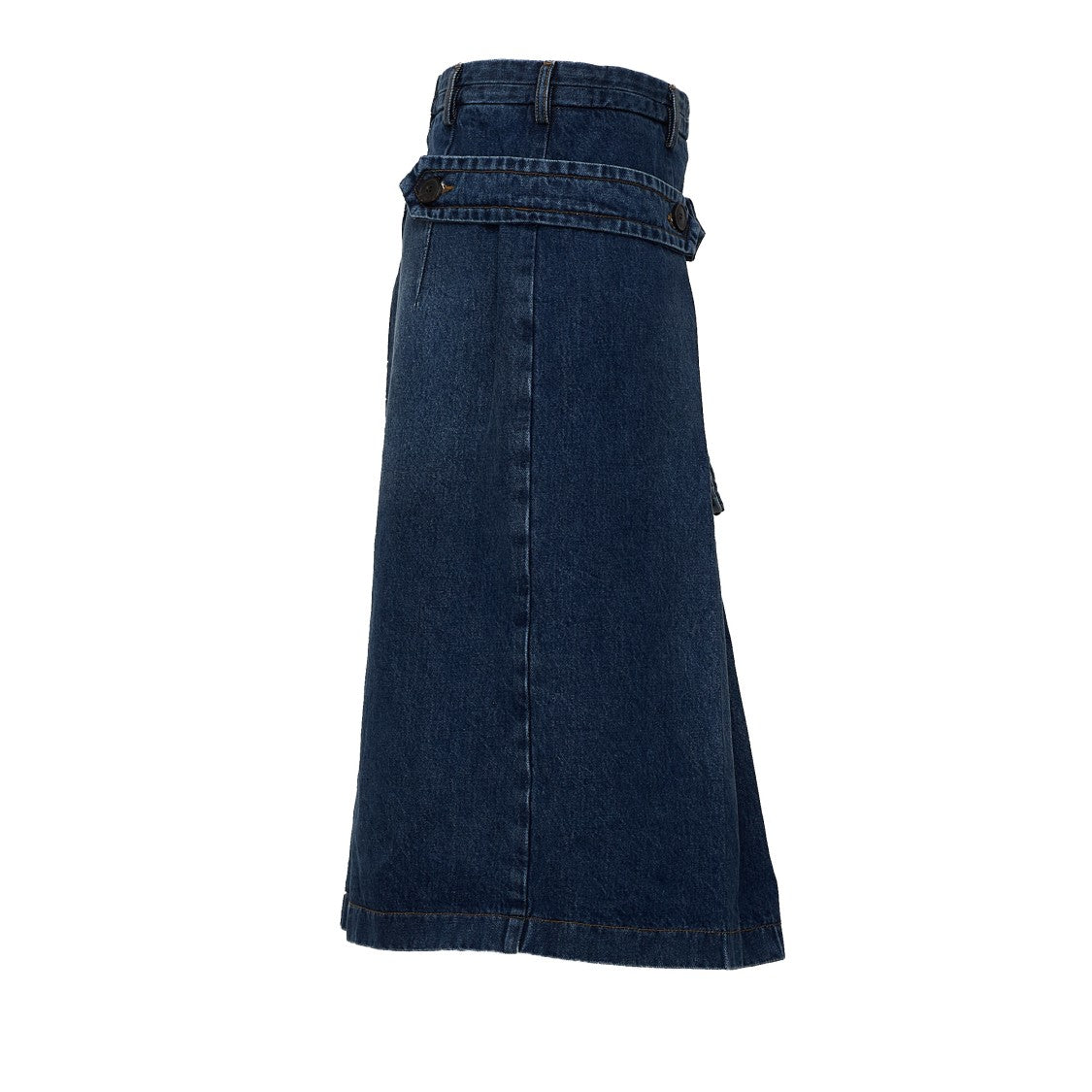 Dries Van Noten Sente Den Flared Front Slit Denim Midi Skirt