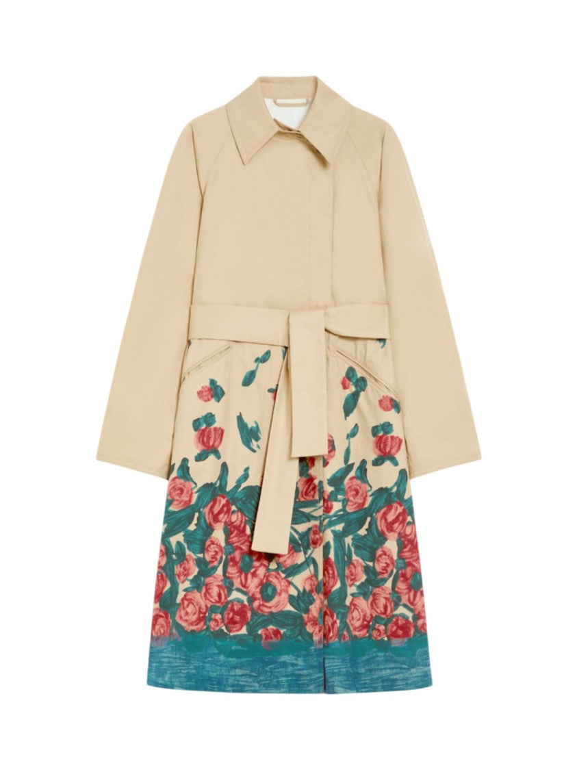 Max Mara Floral Print Midi Trench Coat