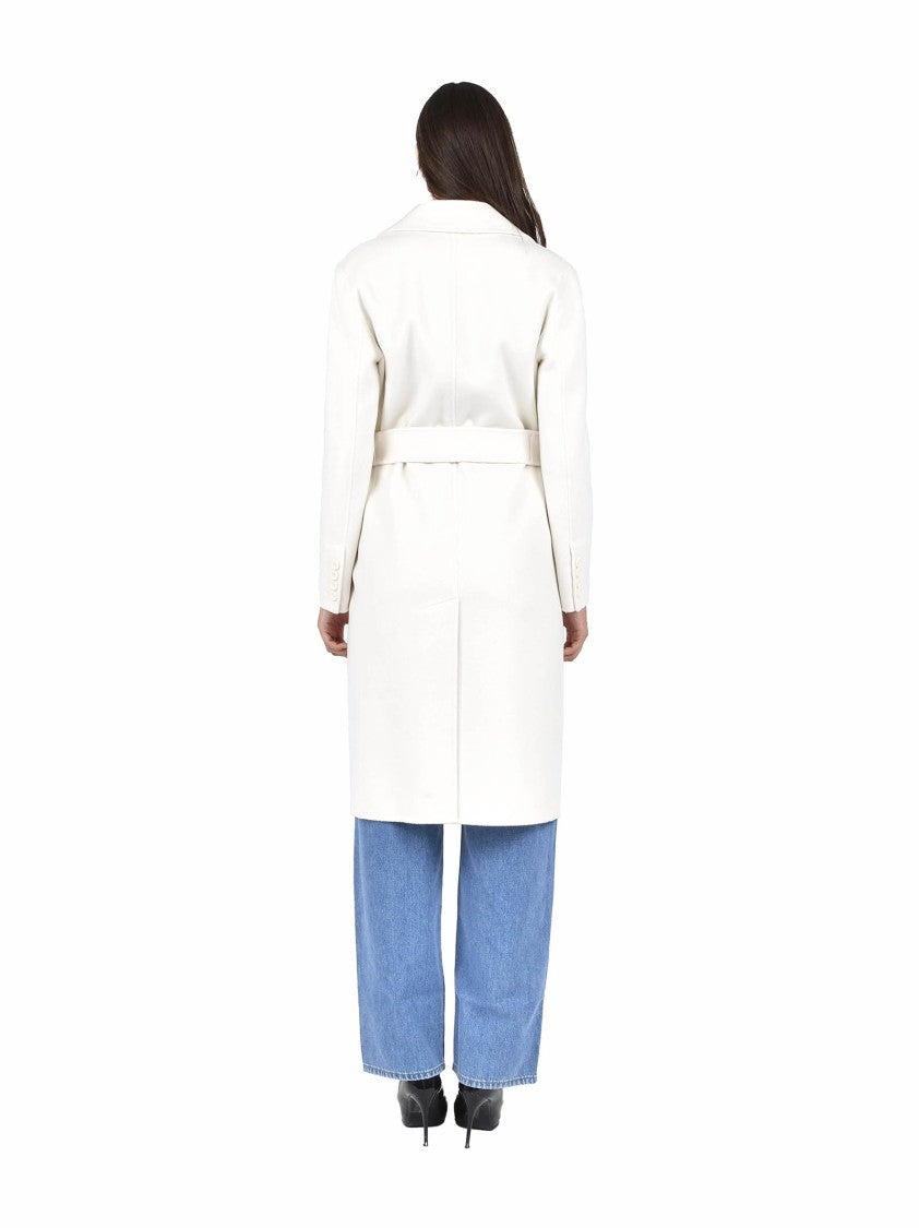 Max Mara Double-Breasted White Coat With Tailored Silhouette