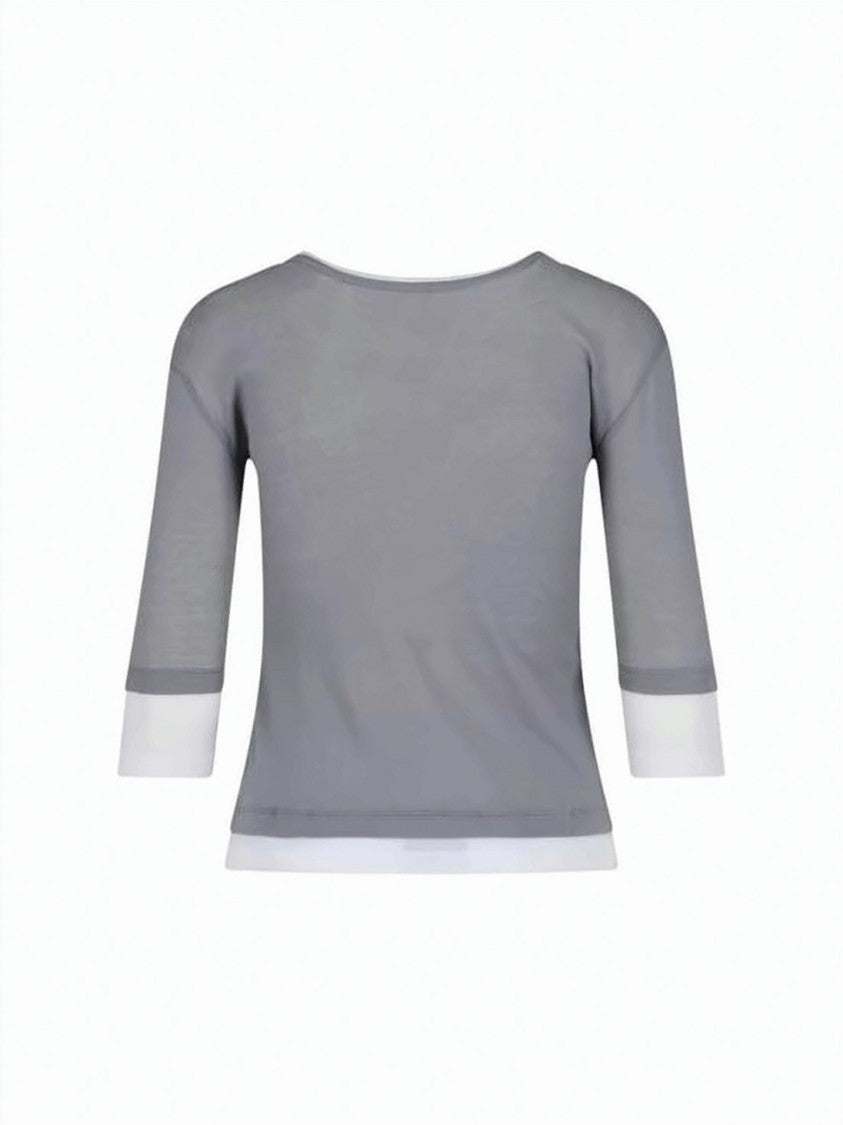Gimaguas Semi-Sheer Long-Sleeve Top With Contrasting Trim