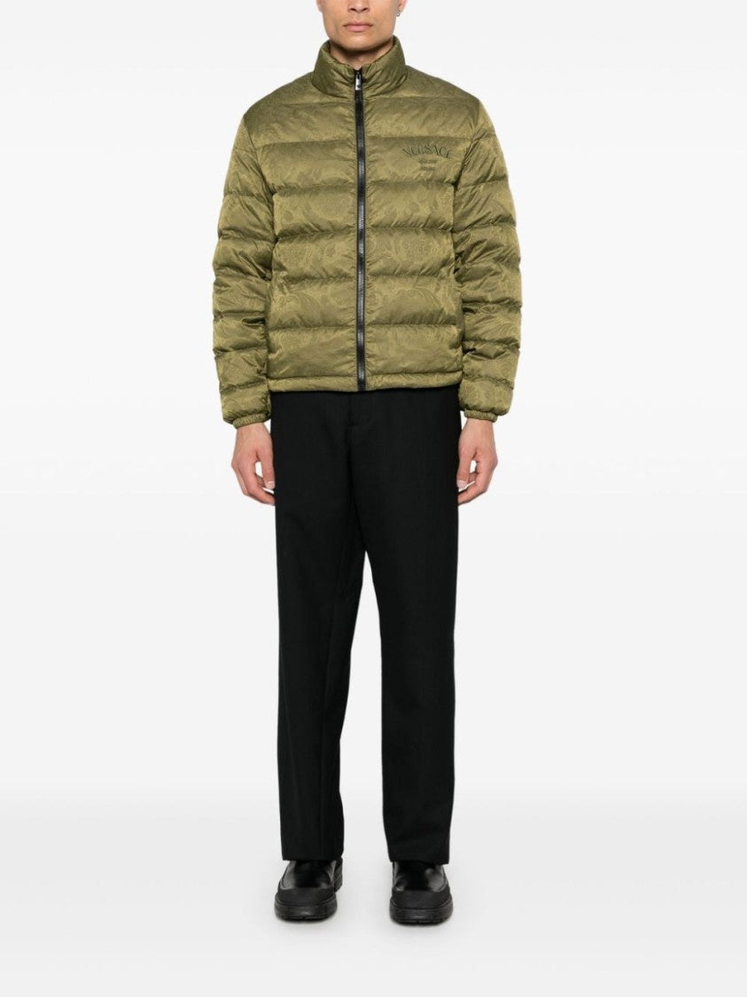 Versace Olive Green Textured Finish Padded Jacket