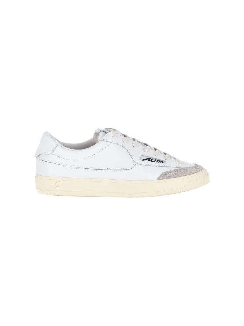 Autry White Windscape Low Suede Accent Leather Sneakers