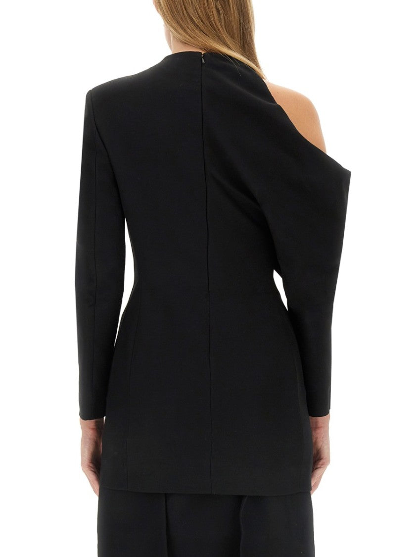 Khaite Tristan Asymmetrical Black Top With Draped Design