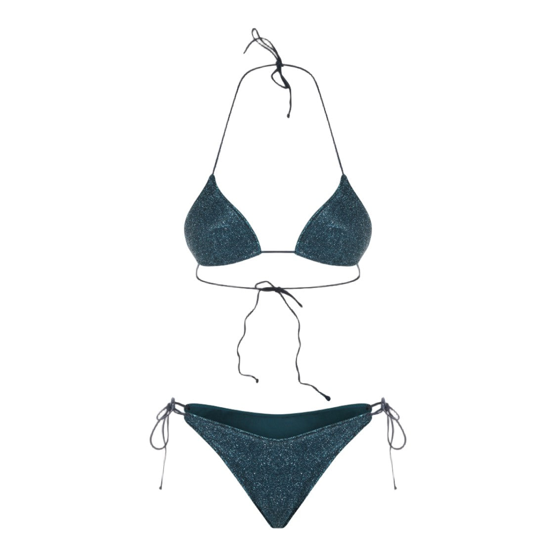 Oséree Triangle Blue Bikini Set With Shimmering Texture