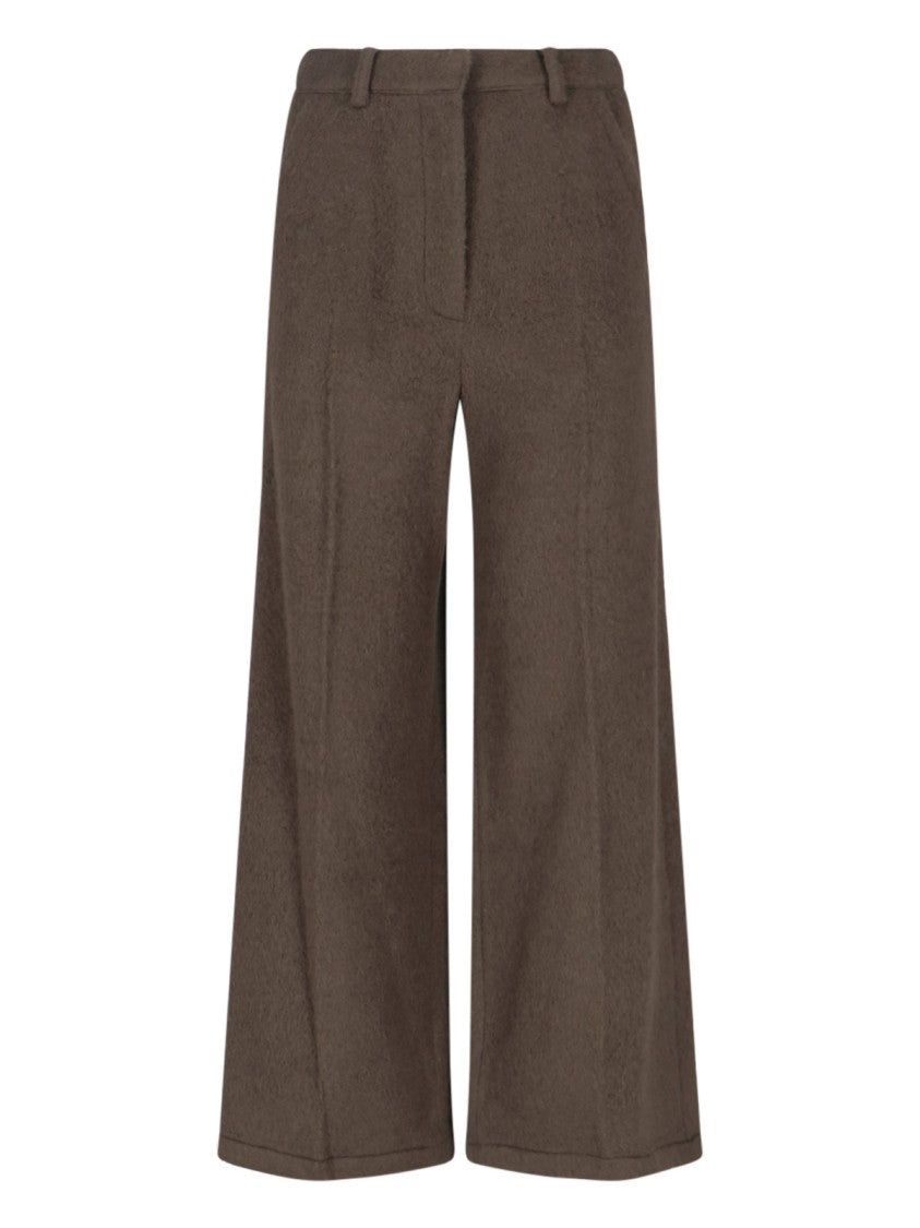 Low Classic Wool-Alpaca Pants – Brown