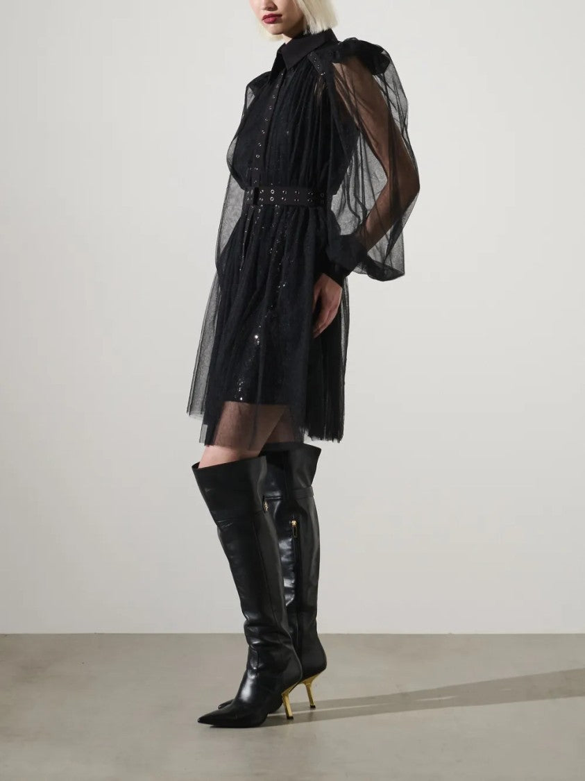 Karl Lagerfeld Fitted Bodice Dress With Flowing Skirt