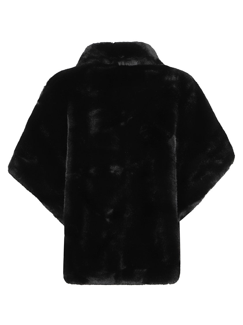 Pinko New Comodino Plush Faux Fur Wide Collar Cape