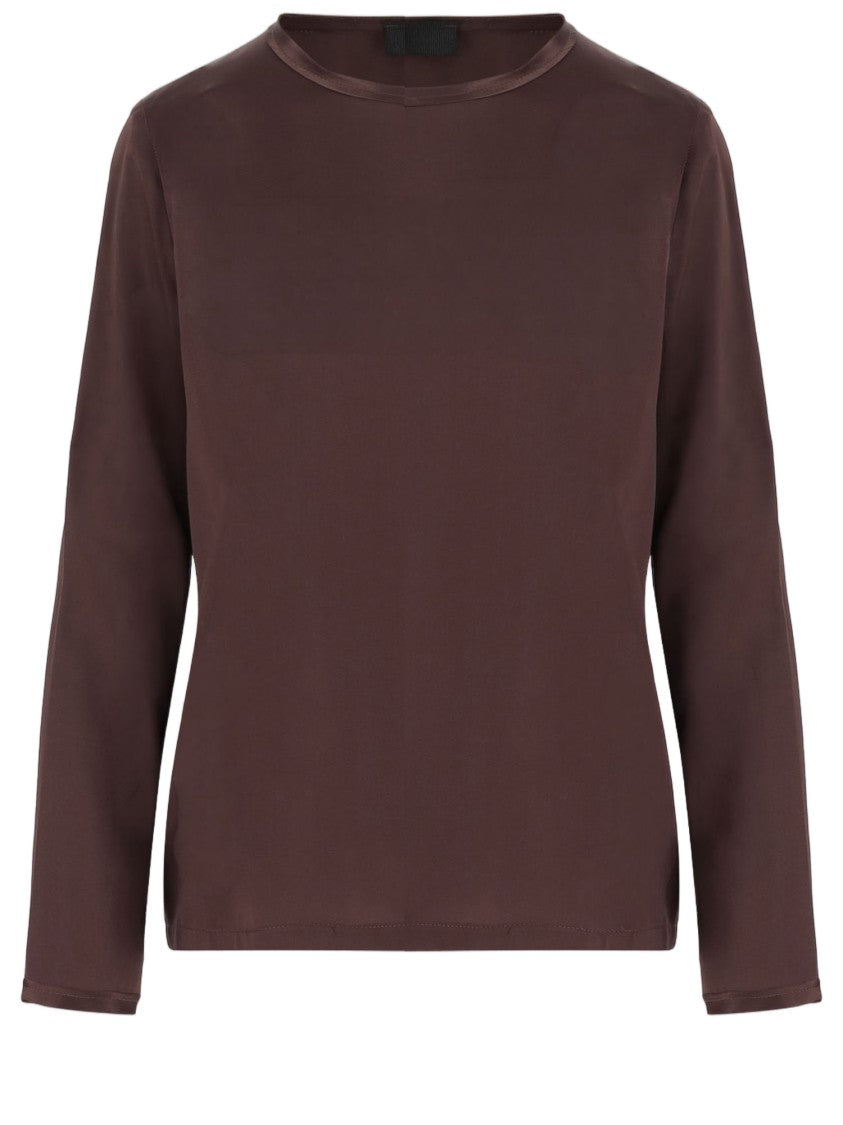 F.It Stretch Silk Sweater With Crew Neck And Long Sleeves