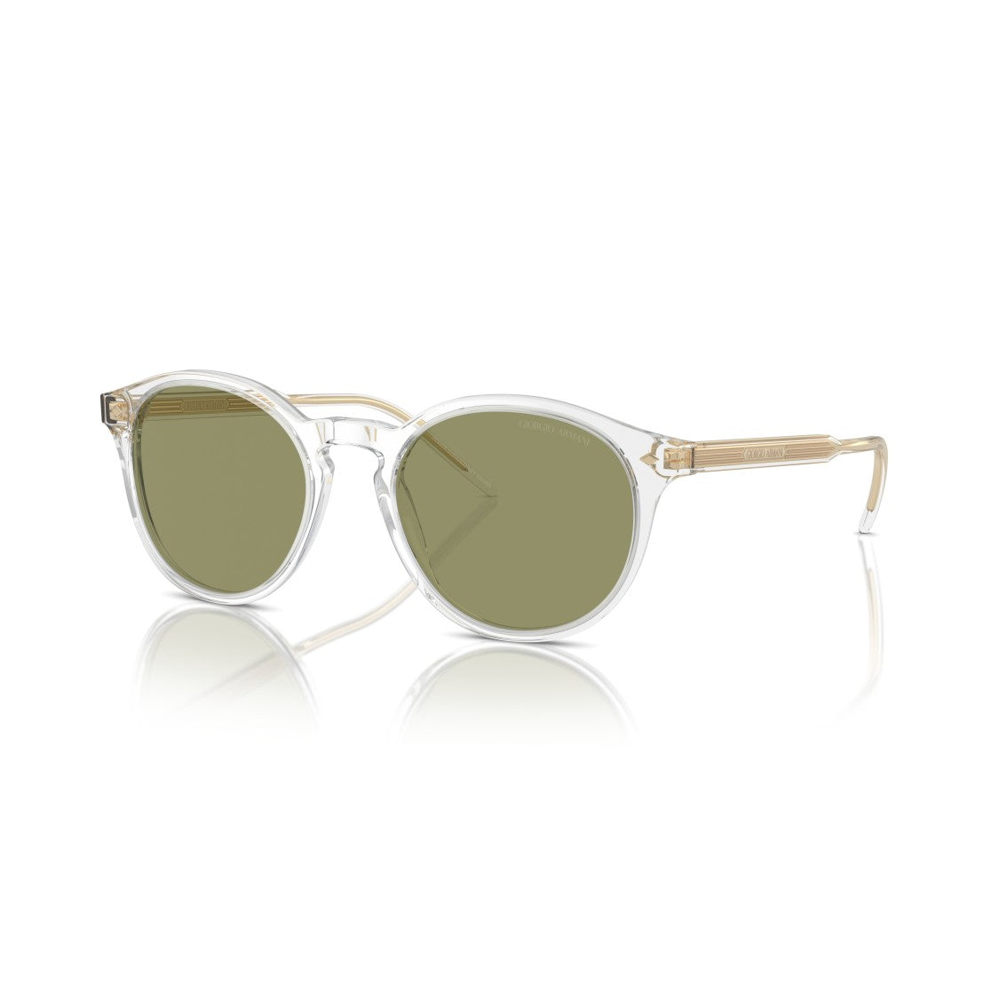 Giorgio Armani 0Ar8211 Round Clear Acetate Sunglasses With Golden Accents
