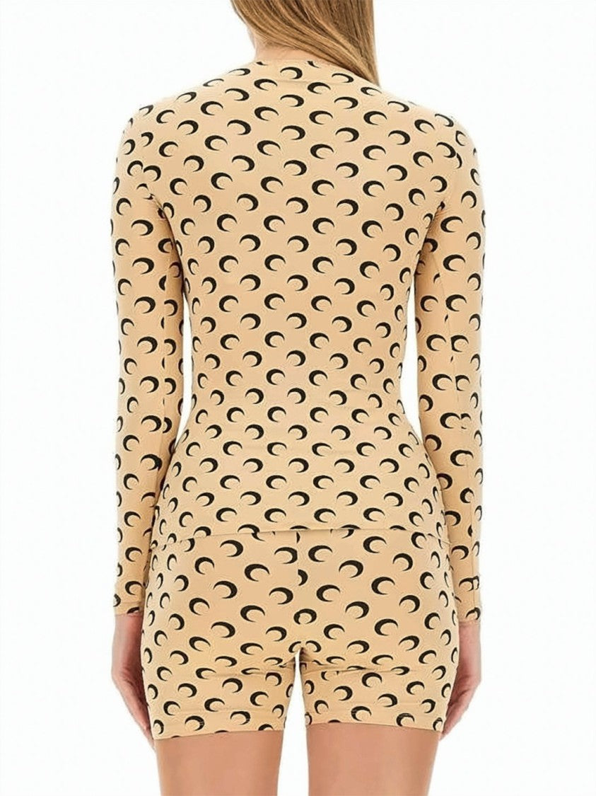 Marine Serre Crescent Moon Print Long-Sleeve Top