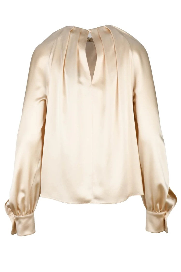 Max Mara Silk Puff Sleeve Blouse - Beige