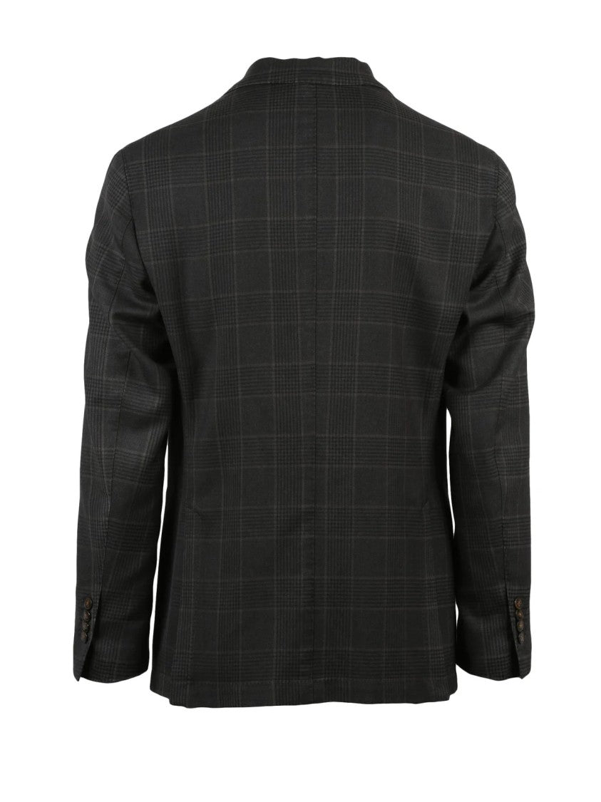 L.B.M. 1911 Rounded Wool Jacket With Checkered Pattern And Button Closure