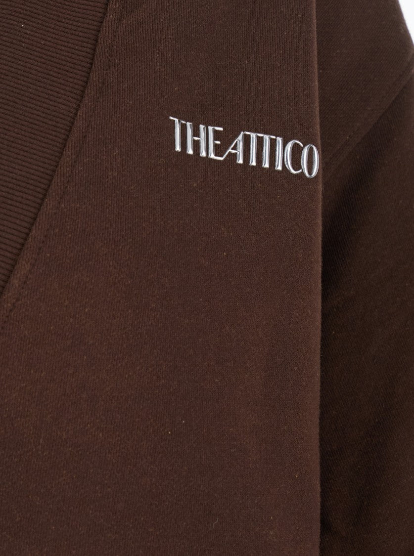 The Attico Brown Cropped Sweatshirt With V Neck