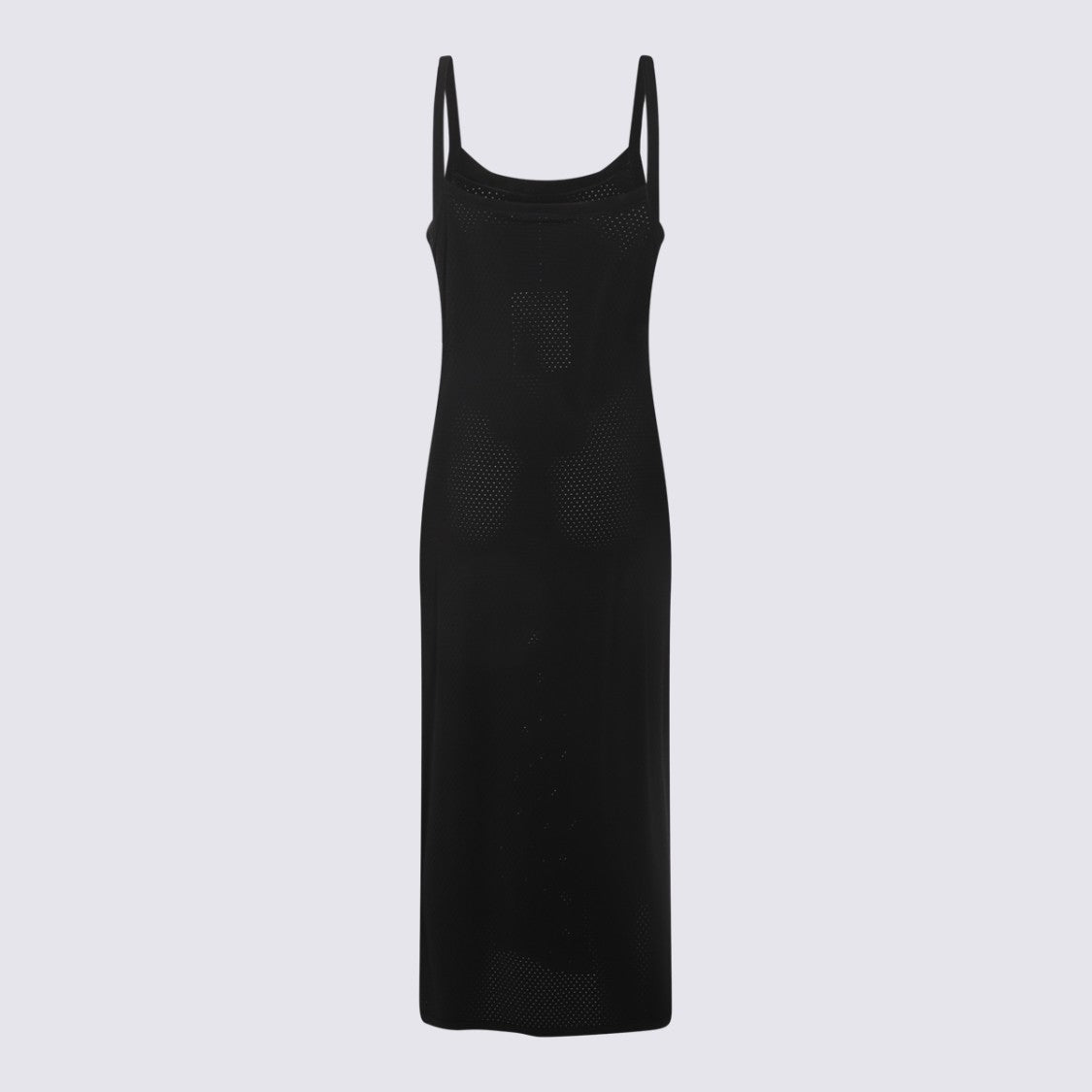 Alexander Wang Fitted Black Midi Dress With Perforated Texture And Logo Detail