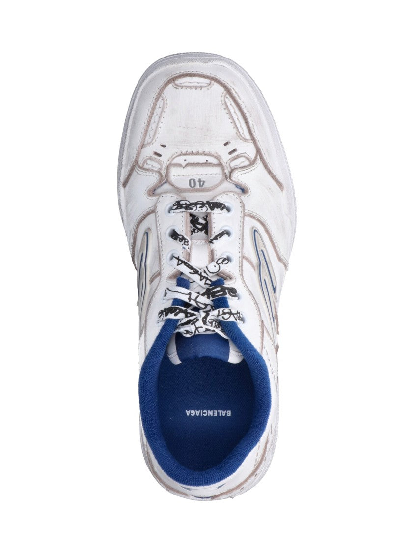 Balenciaga White Hamptons Calfskin Leather Low-Top Sneakers