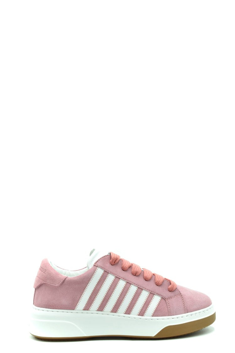 Dsquared2 Low-Top Pink Leather Sneakers With White Accents