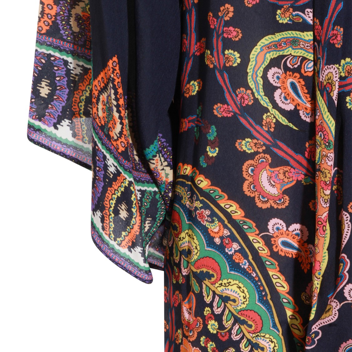 Etro Multicolor Paisley Viscose Maxi Dress With Midi Sleeves