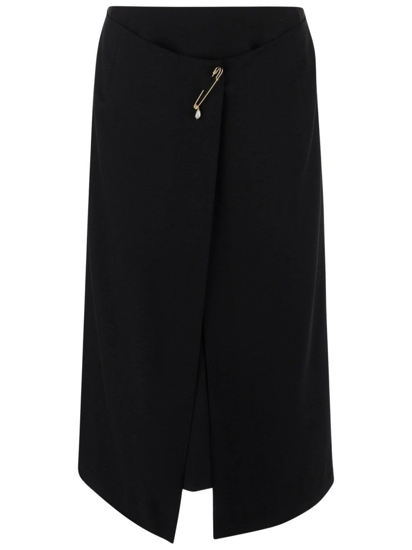 Carven Crepe Skirt With Brooch