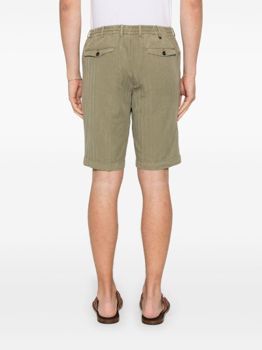 Pt Torino Green Bermuda Shorts With Classic Waistband