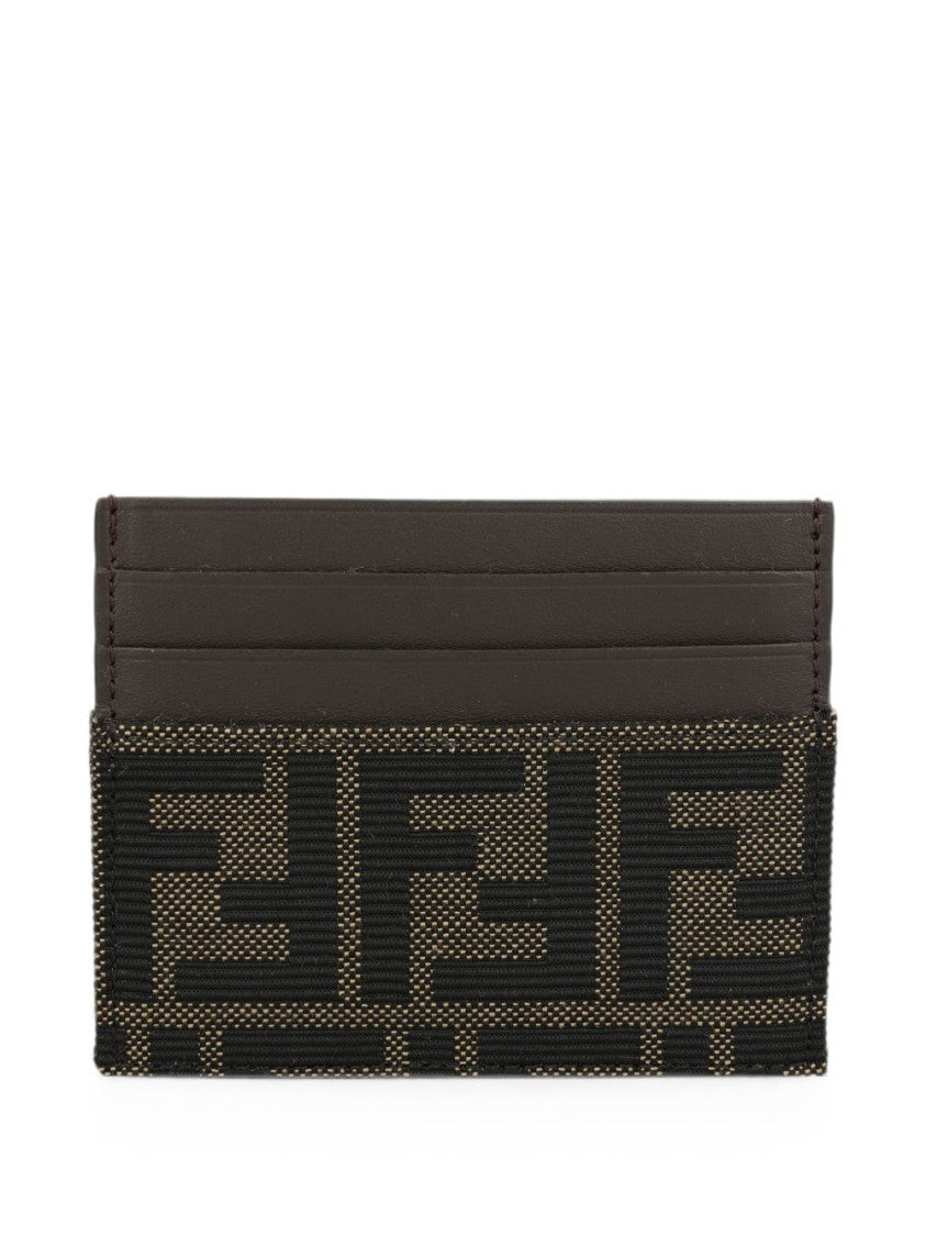 Fendi Textured Geometric Leather Cardholder Wallet