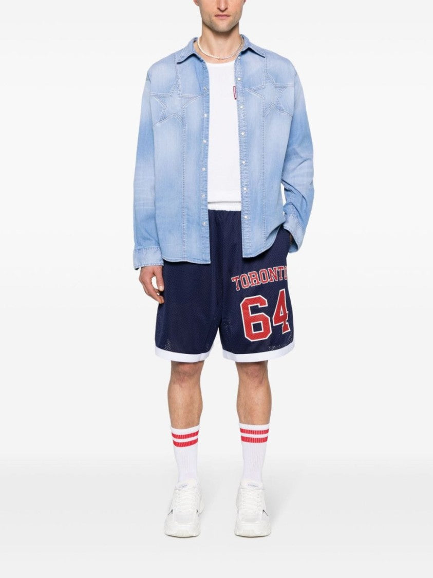 Dsquared2 Light Blue Stretch-Cotton Denim Shirt