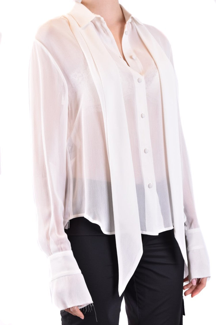 Philosophy Di Lorenzo Serafini Sheer White Shirt Collar Draped Scarf