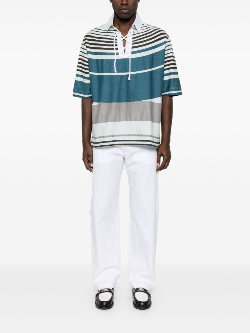 Moschino White Five-Pocket Logo Patch Trousers