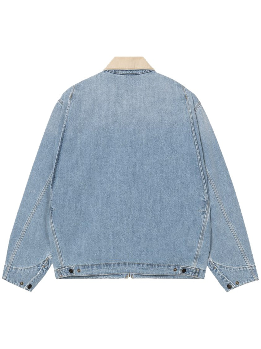 Carhartt Wip Light Blue Denim Jacket With Beige Corduroy Collar