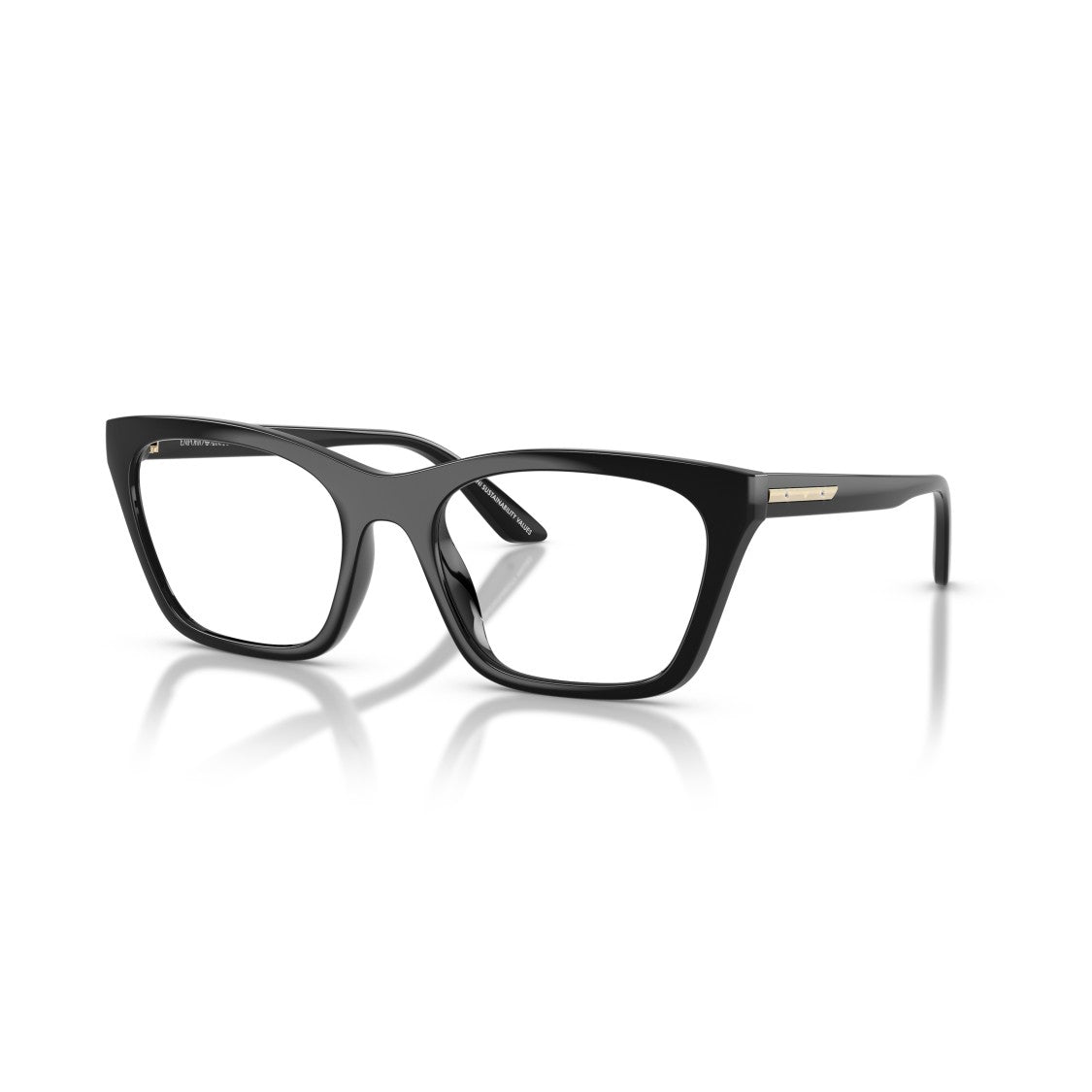 Emporio Armani Rectangular Eyeglasses With Glossy Black Frame