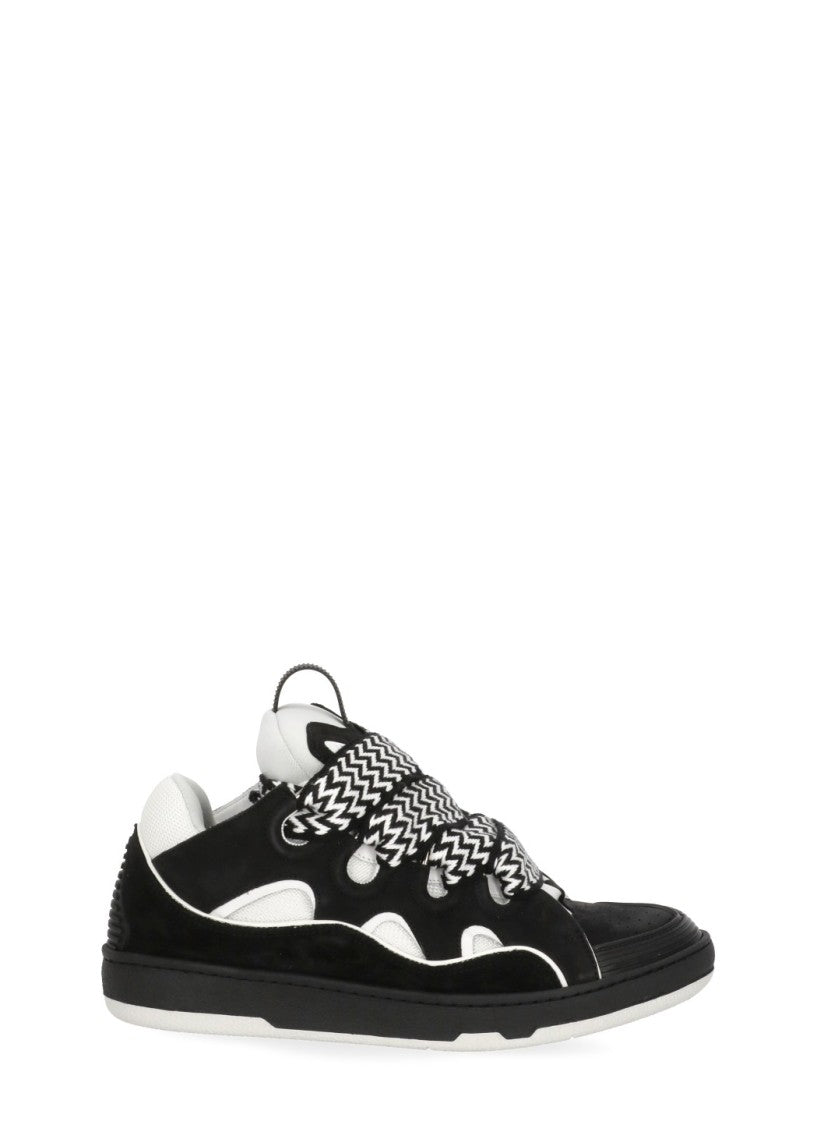 Lanvin Unisex Black And White Sneakers With Herringbone Laces And Breathable Design