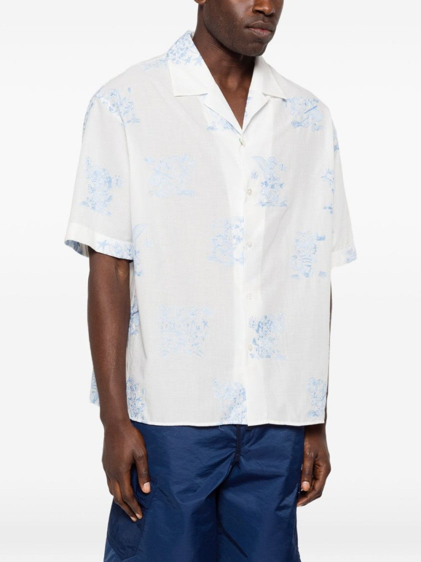 Kenzo White Silk And Nylon Button Shirt