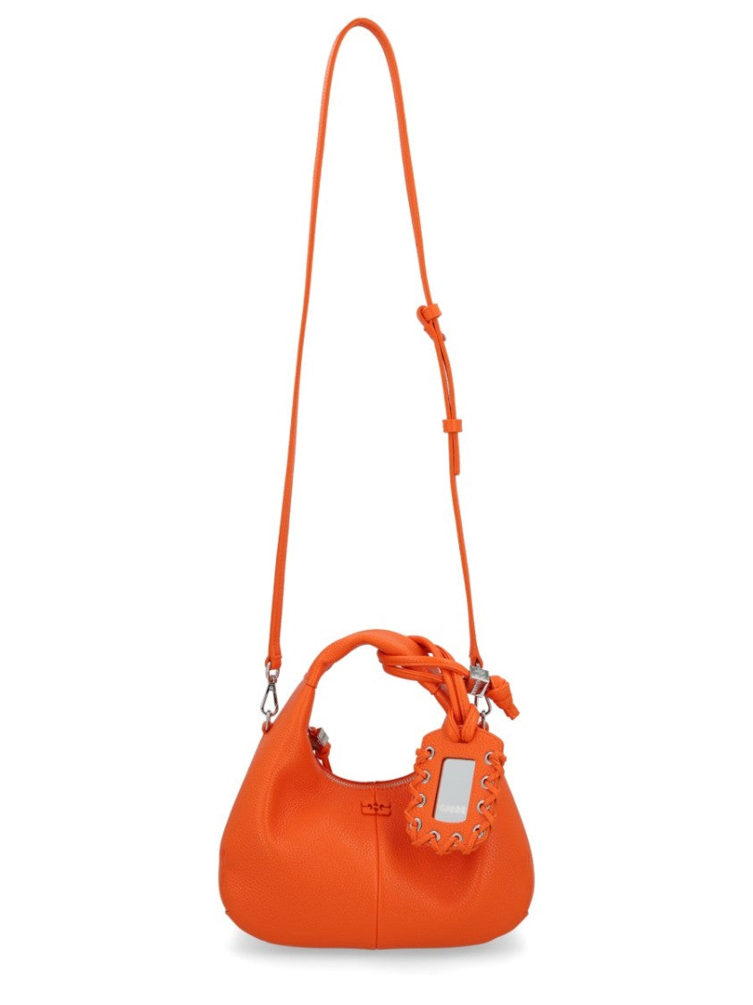 Ganni Pebbled Texture Orange Handbag