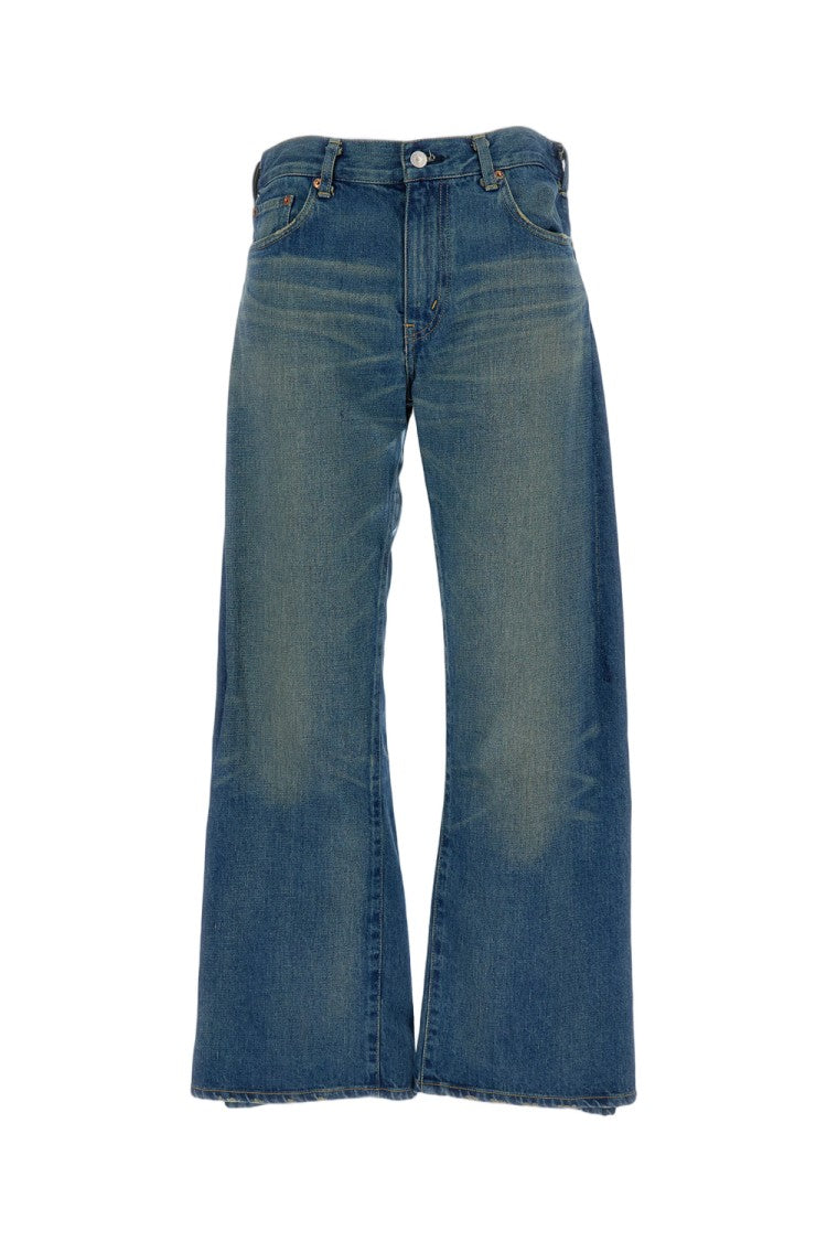 Junya Watanabe Wide-Leg Vintage-Effect Jeans With Pleated Detailing