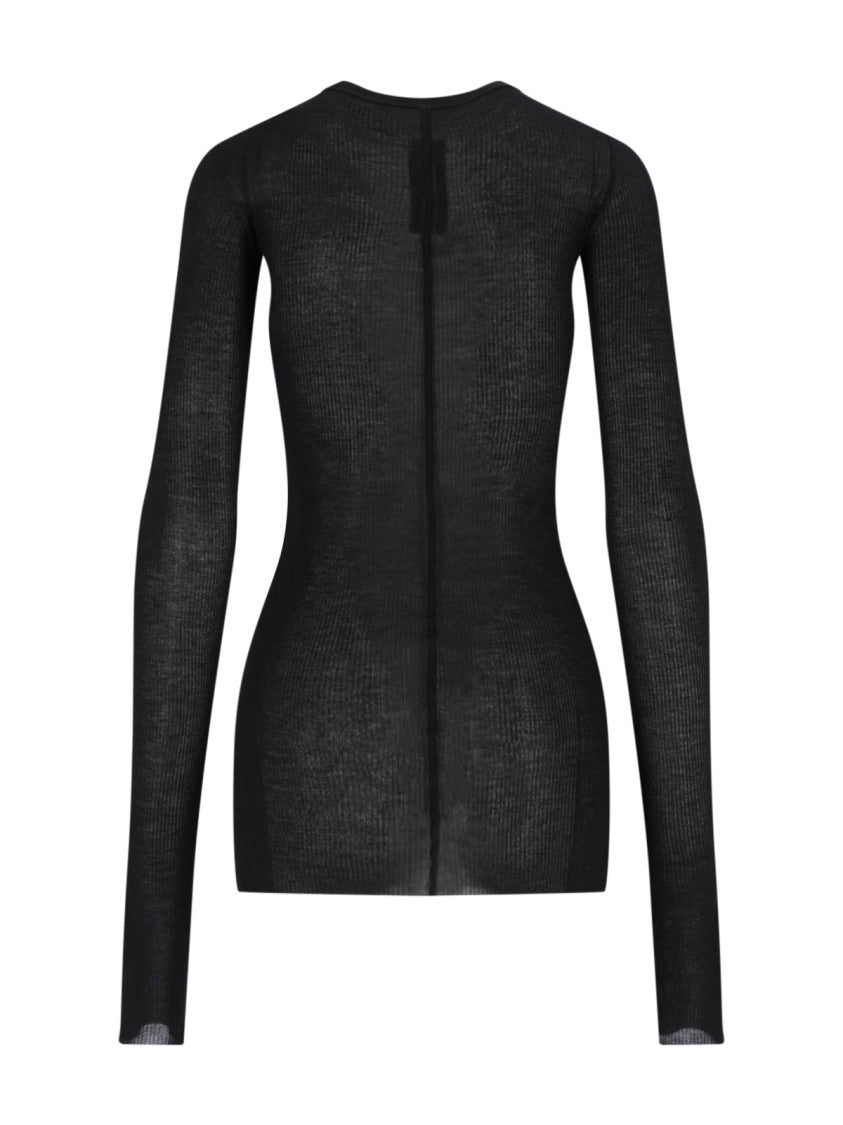 Rick Owens Ribbed Long Sleeve Shirt – Black